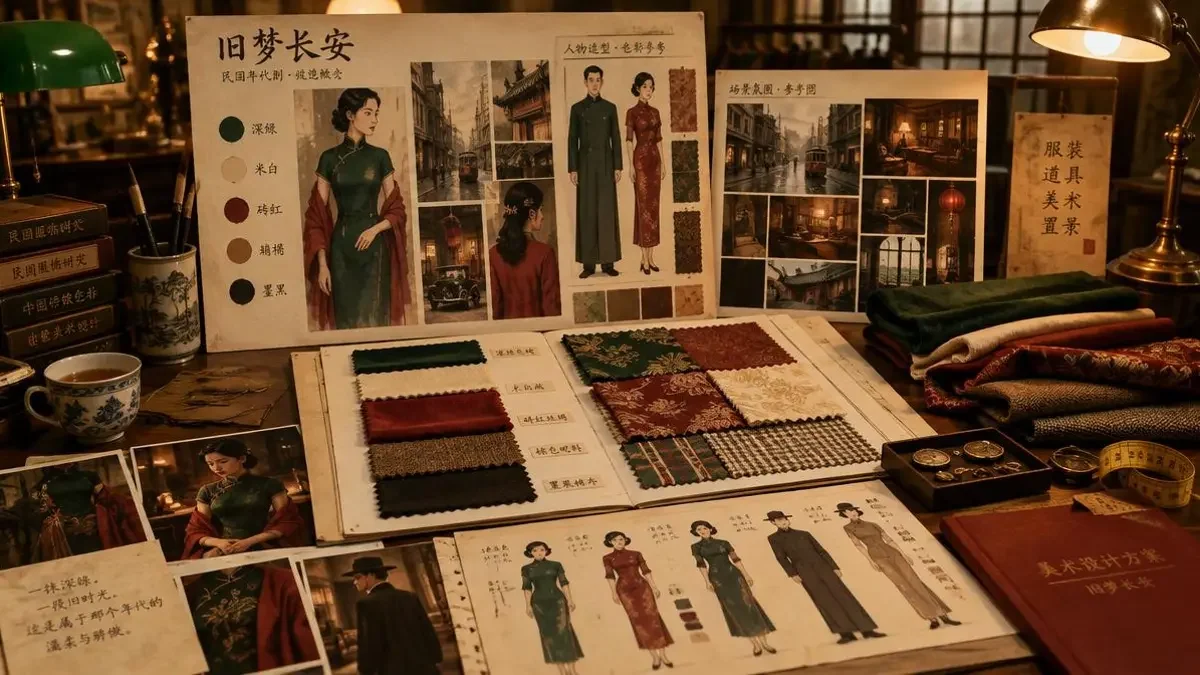 美术手记:墨绿与砖红的年代配色哲学 - AI片免费幕后花絮 美术手记:墨绿与砖红的年代配色哲学 幕后花絮配图
